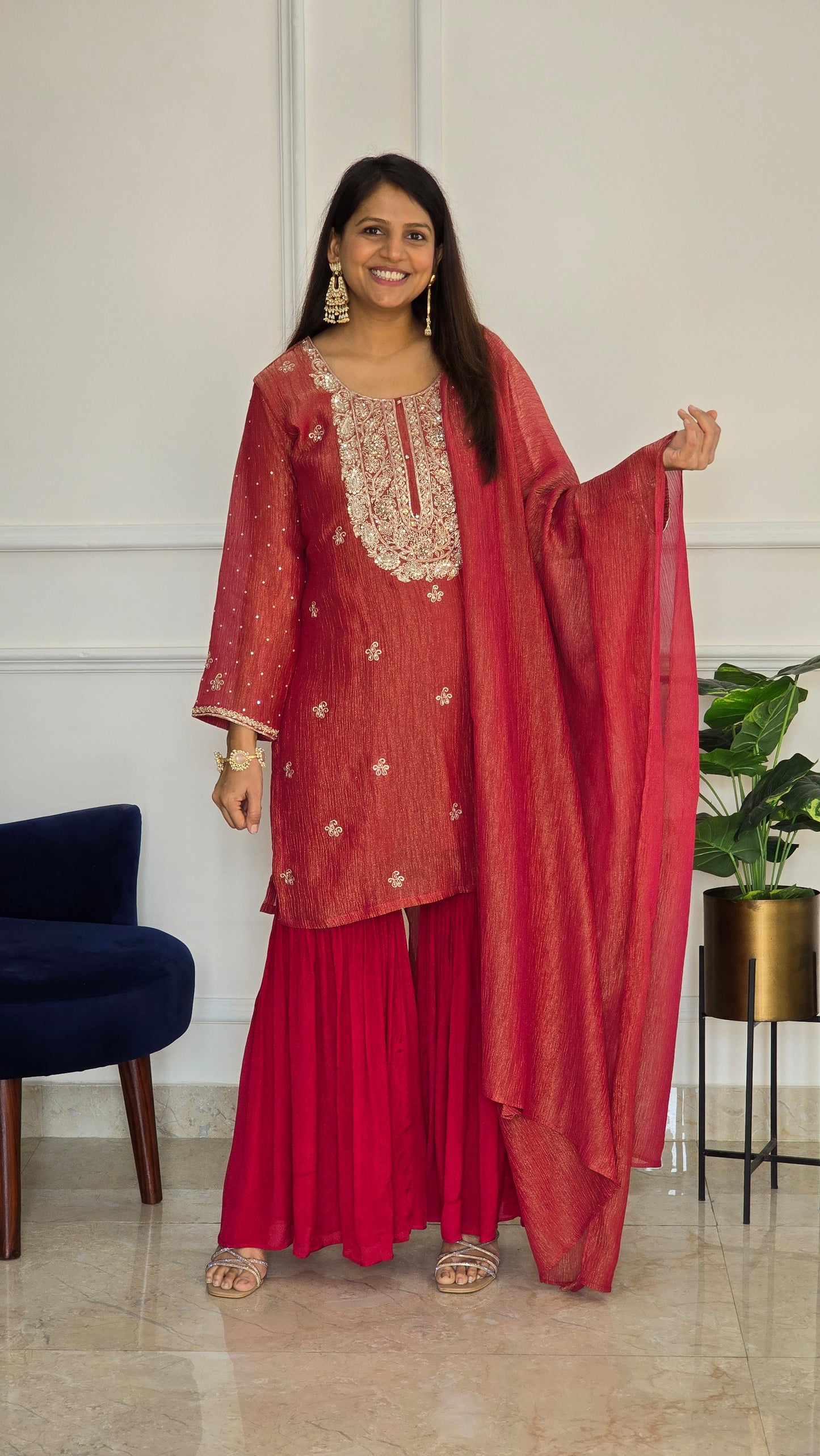 Bahar Tissue Garara Set ( Red )