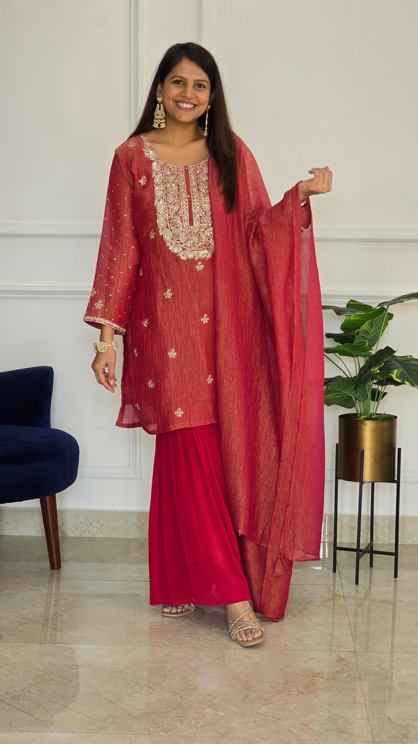 Bahar Tissue Garara Set ( Red )