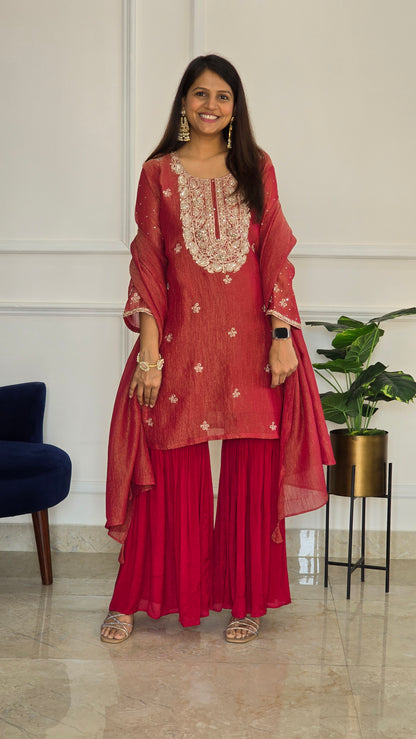 Bahar Tissue Garara Set ( Red )