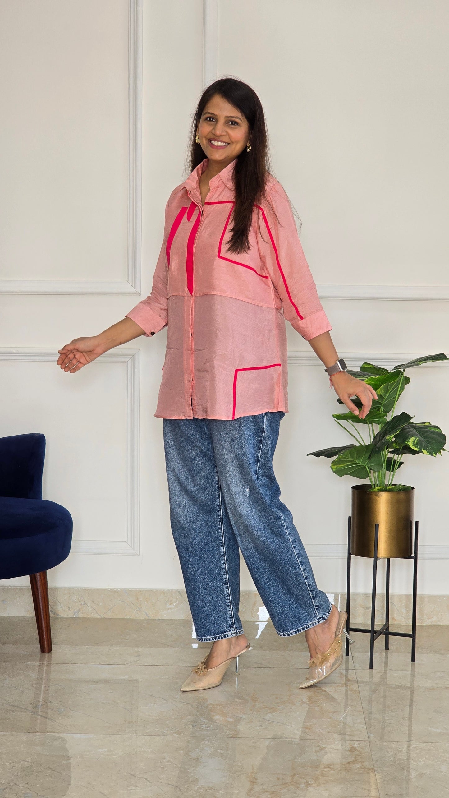 Blush Panelled Shirt