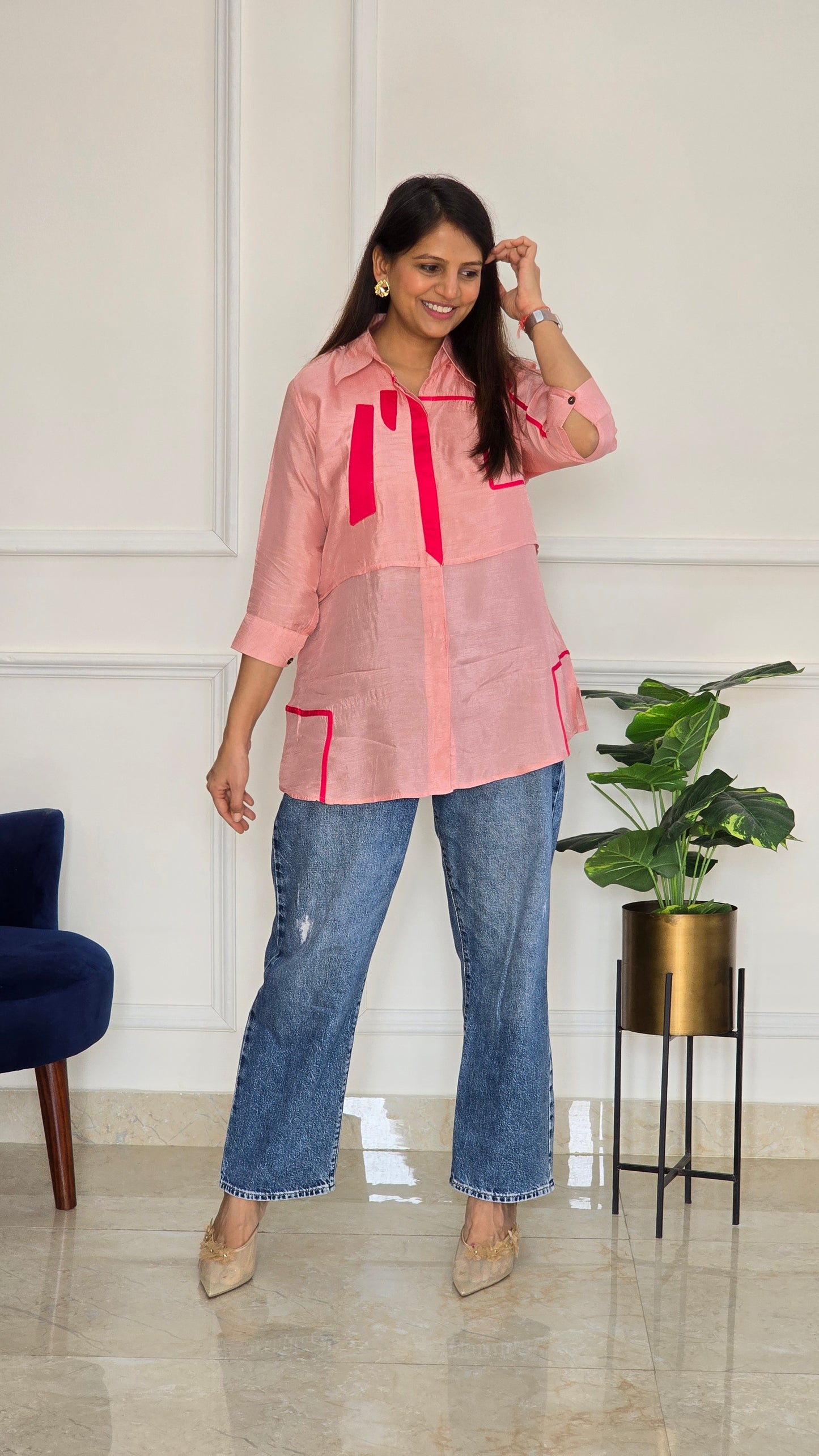 Blush Panelled Shirt