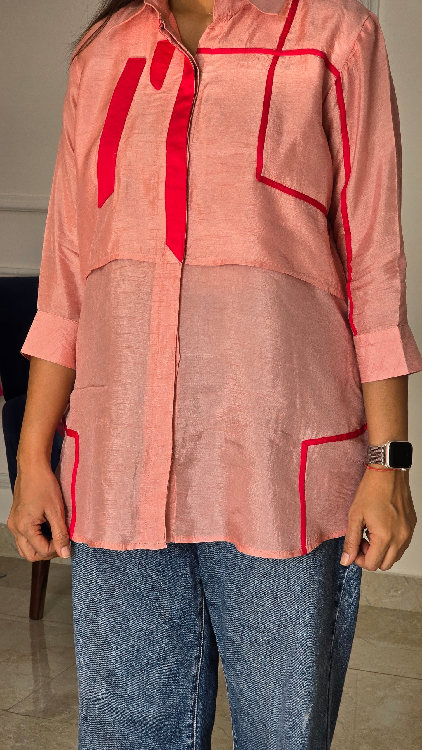 Blush Panelled Shirt