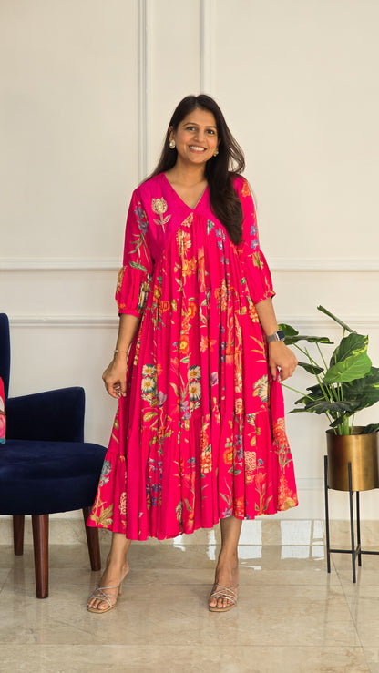 Pink Floral Charm Dress