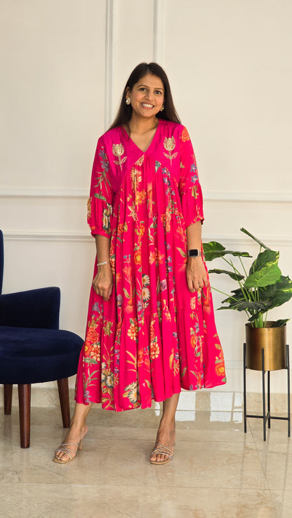 Pink Floral Charm Dress