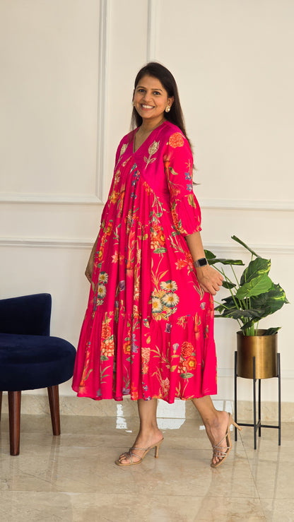 Pink Floral Charm Dress