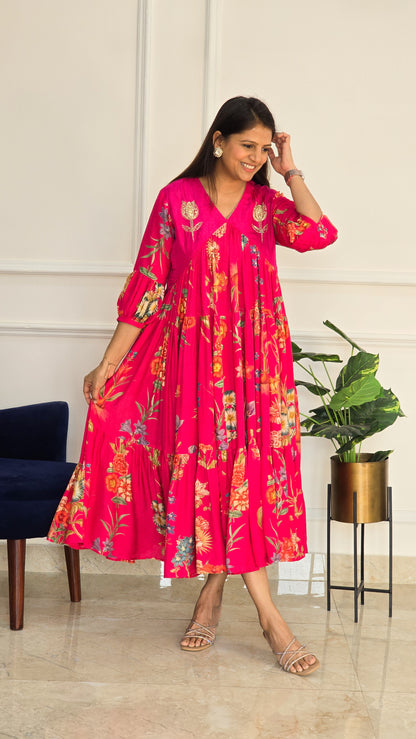 Pink Floral Charm Dress