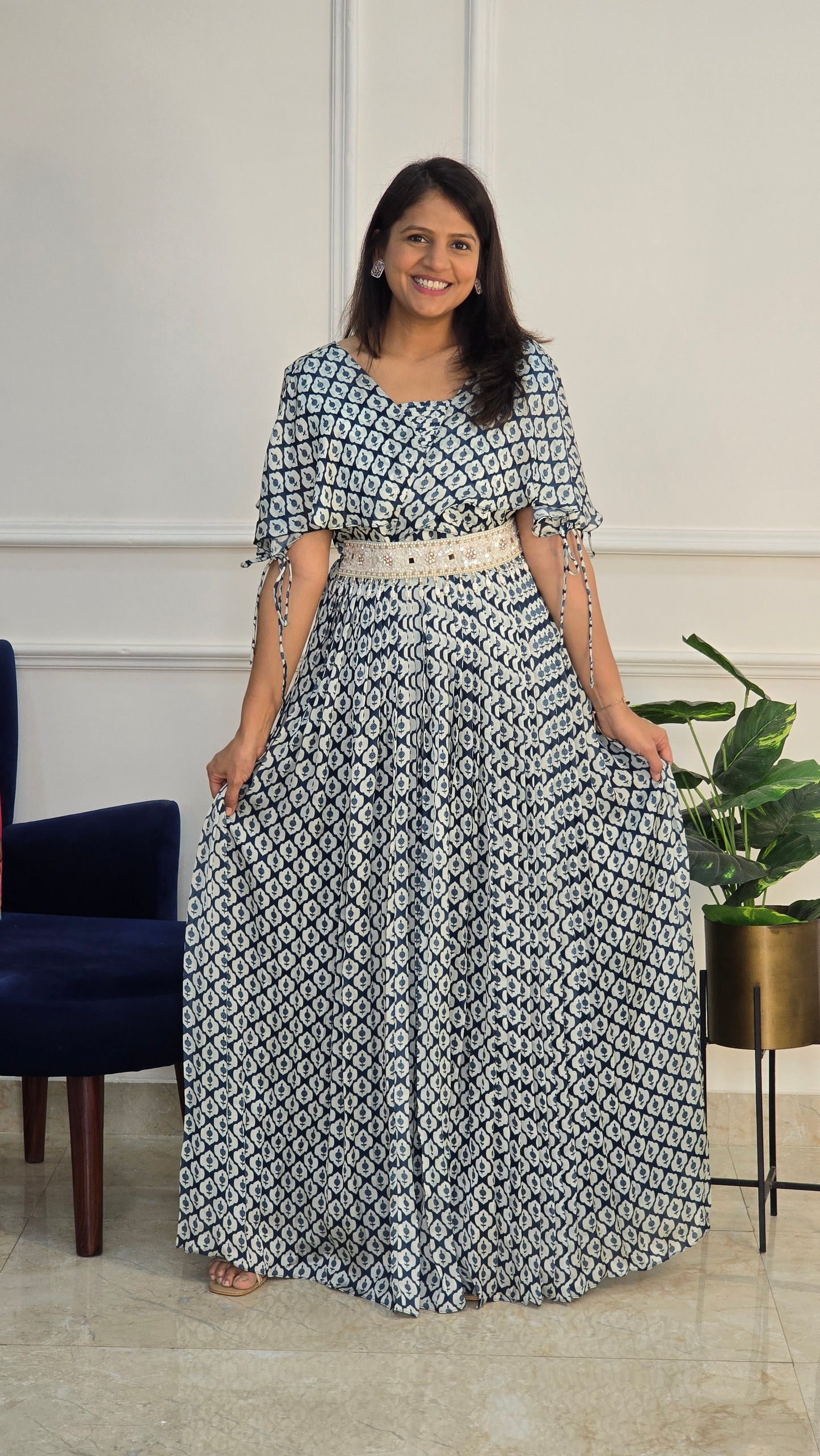Blue Floral Dress - View 4 - PinkTree by Shrutika