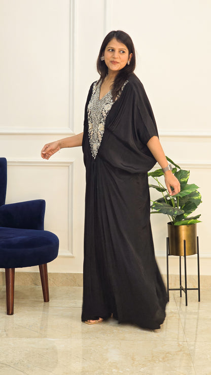 Black Embellished Long kaftan Dress
