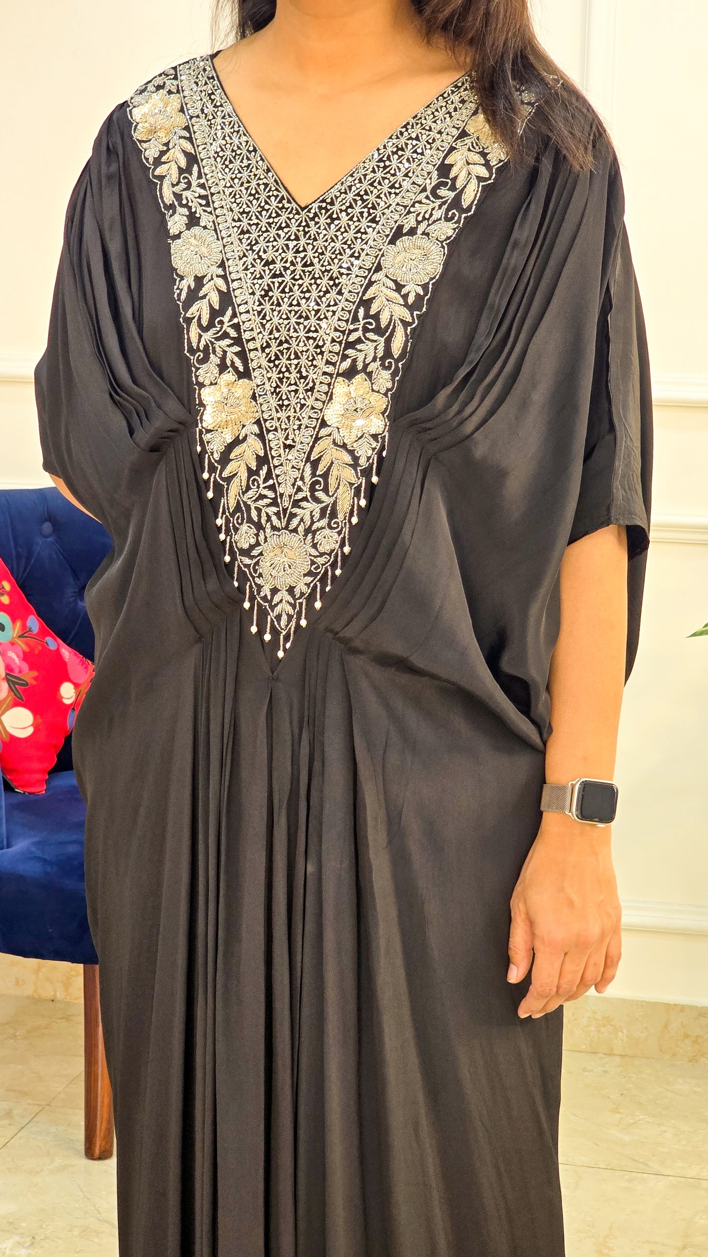 Black Embellished Long kaftan Dress