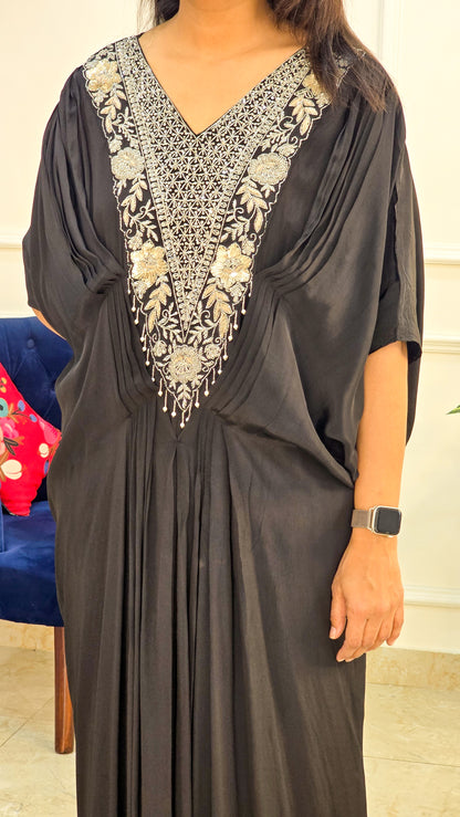 Black Embellished Long kaftan Dress
