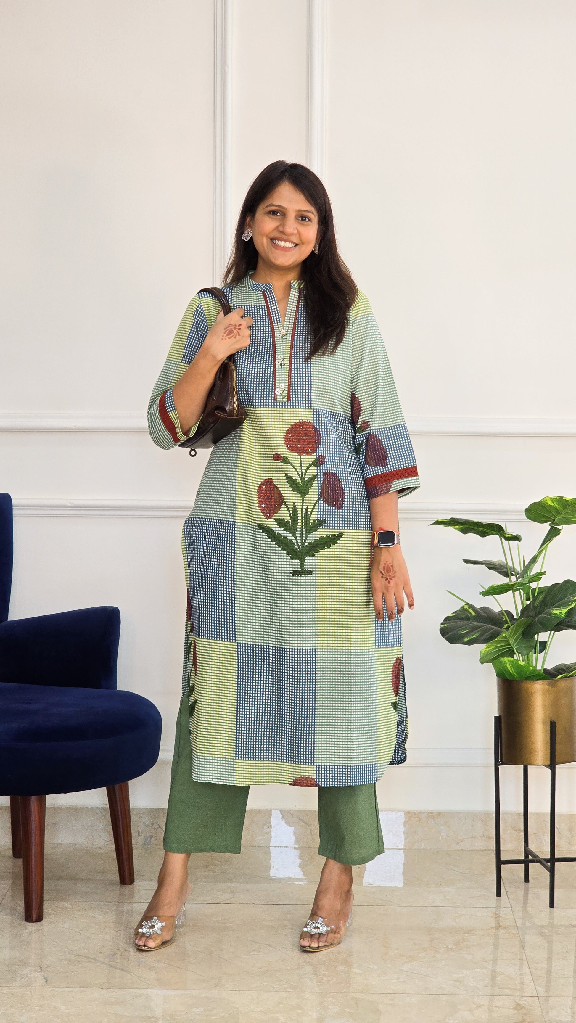 Ghingam Kurta Set - View 2 - PinkTree by Shrutika