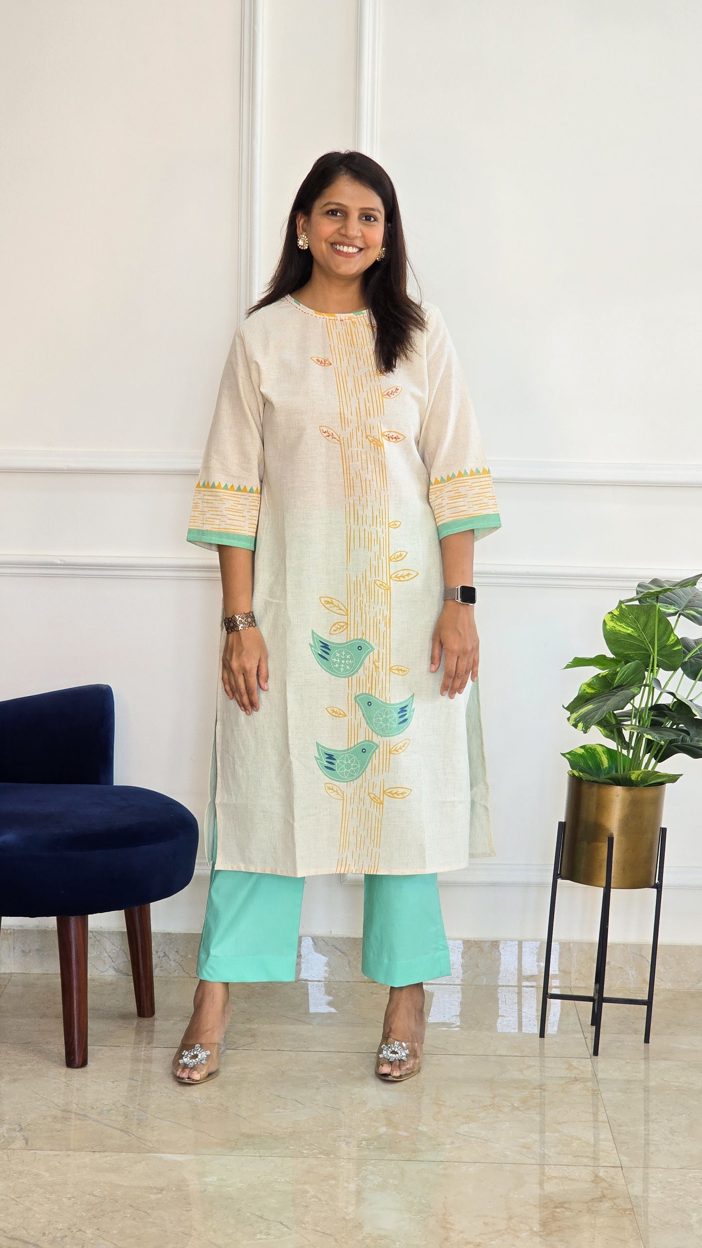 Blue Handloom Kurta Set