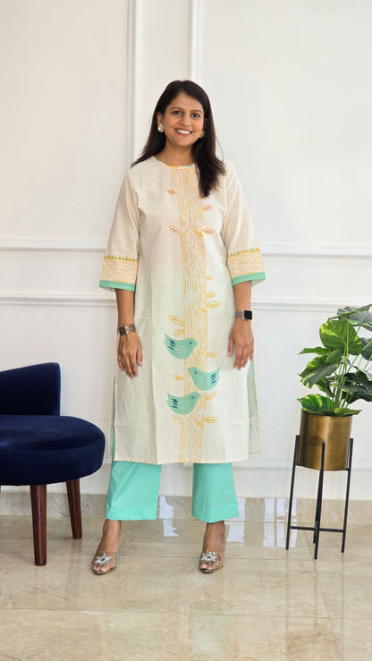Blue Handloom Kurta Set