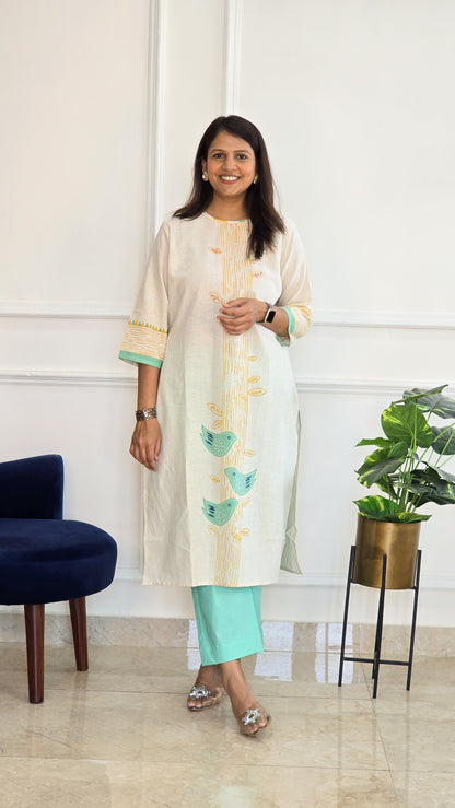 Blue Handloom Kurta Set