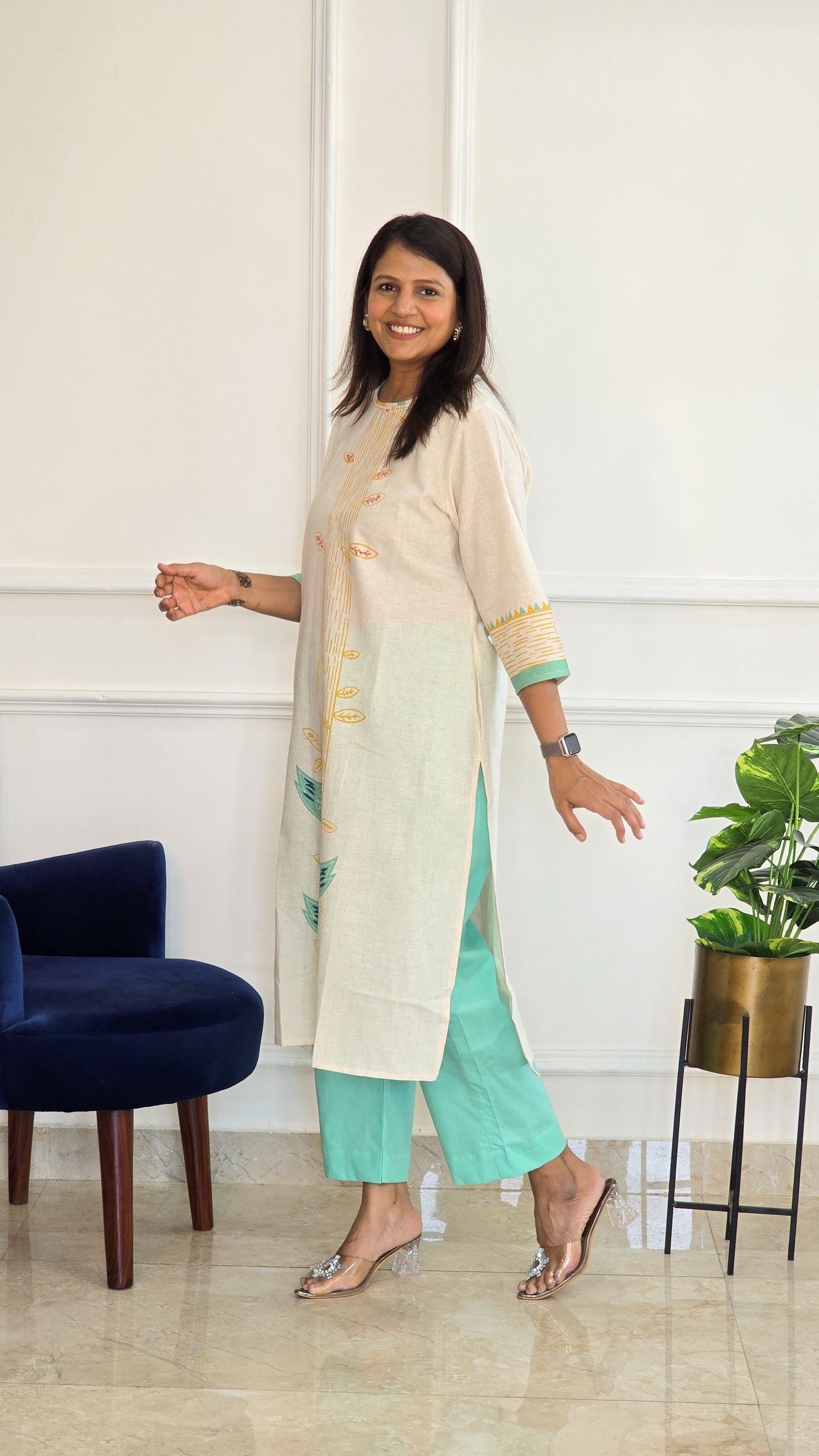 Blue Handloom Kurta Set