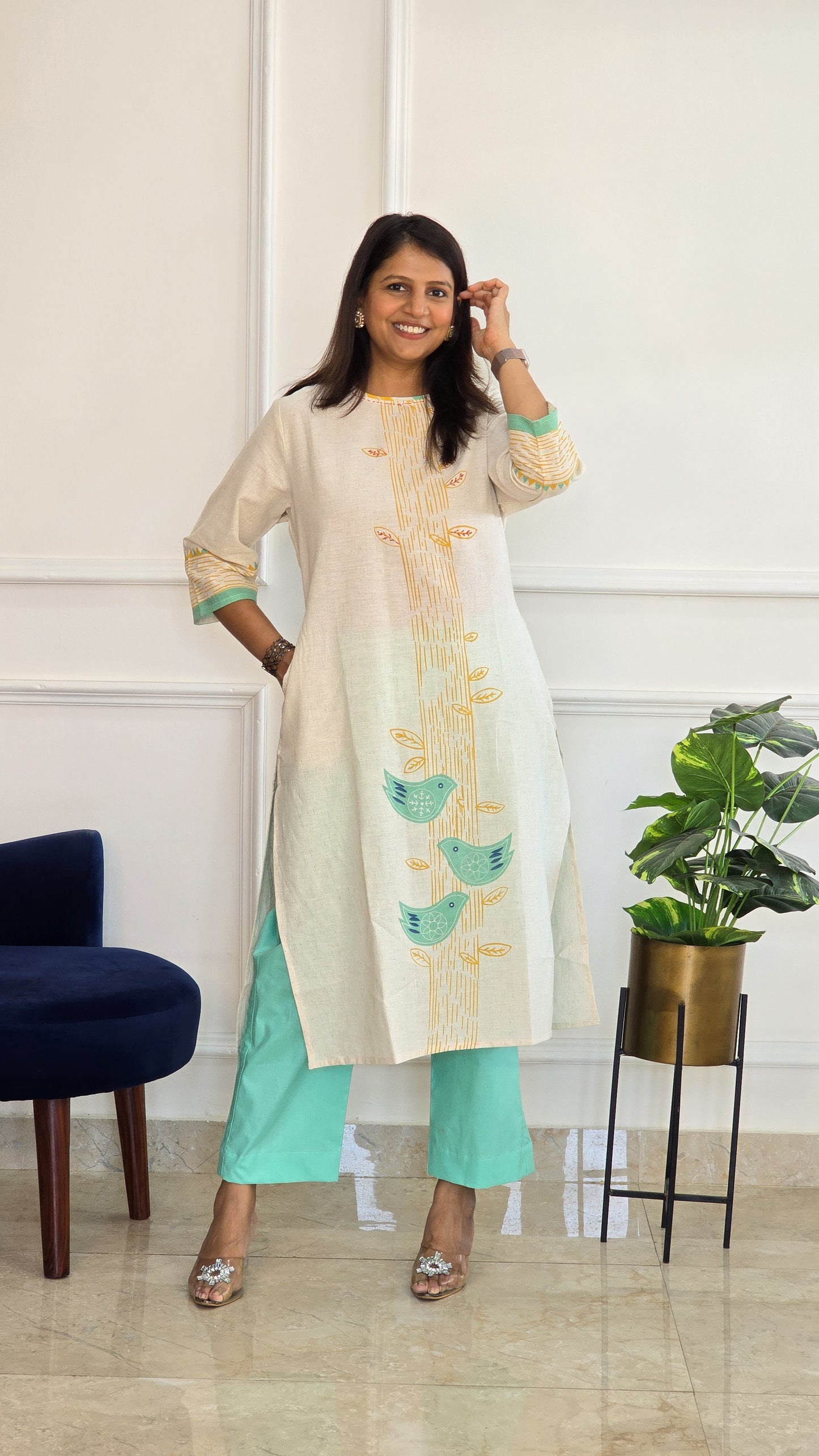 Blue Handloom Kurta Set