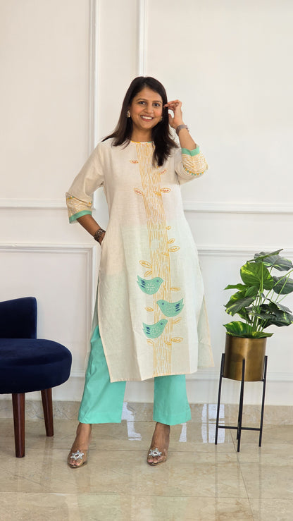 Blue Handloom Kurta Set