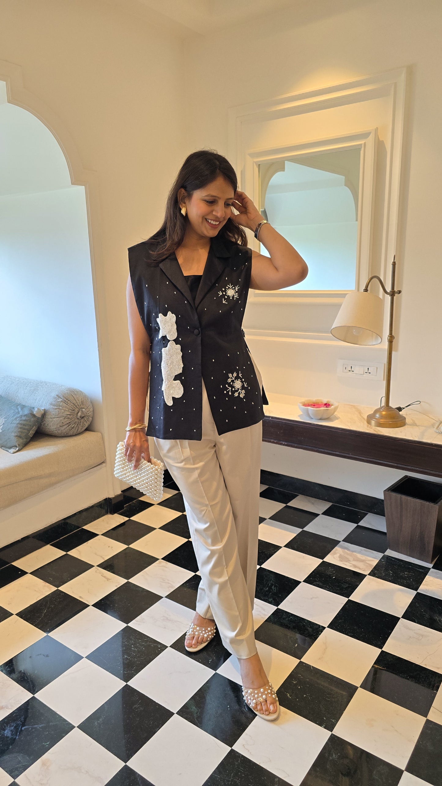 Fluid Blazer, Bustier and Pants Set