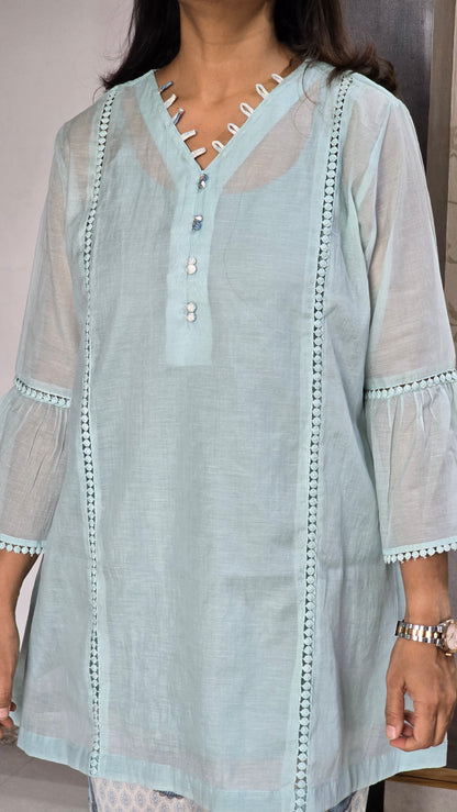 Blue Top With Block Pants