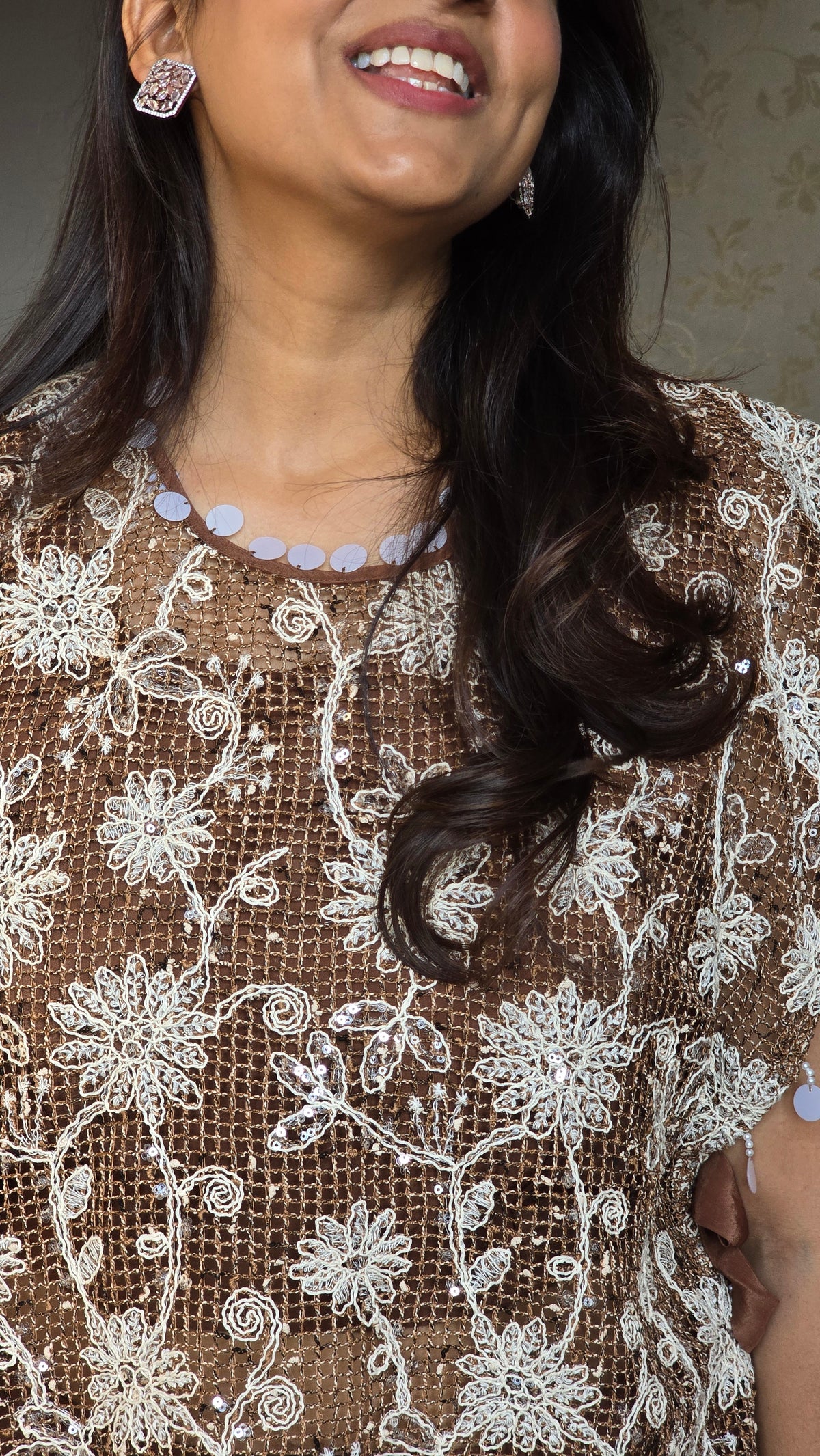 Brown Crochet Top and Pants Co Ord