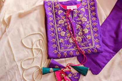 Vibrant Purple Zardosi kaftan