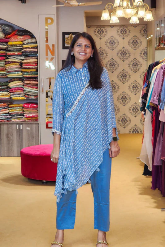 Blue Printed One Sided Patterned Co ord Set