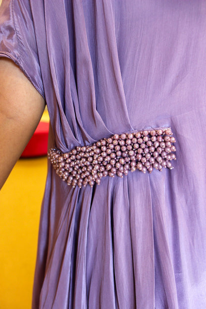 Lilac Free Fit Kaftan Drape Dress