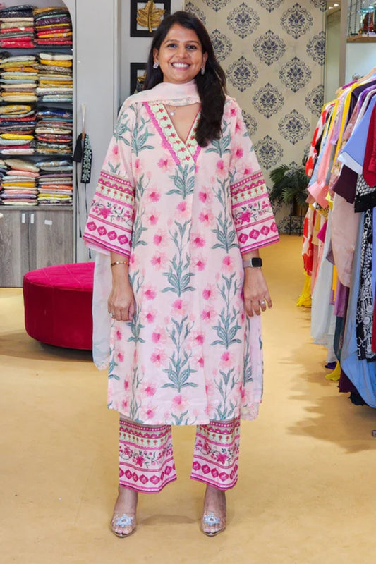 Peach Garden Luxe Cotton Kurta and Pants Set