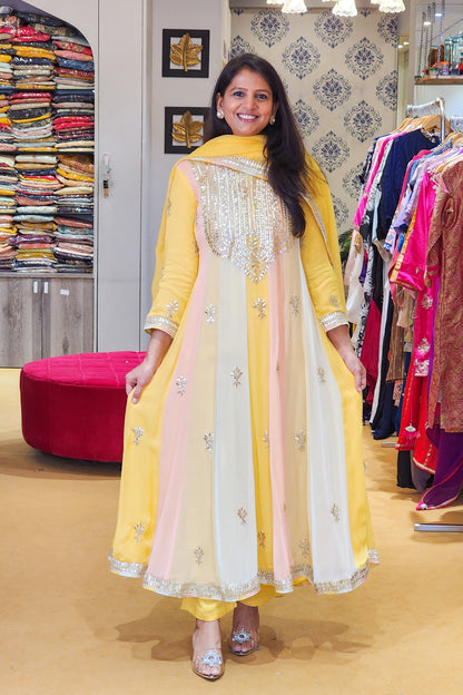 Basant ~ Yellow Multi Gota Patti Anarkali Suit