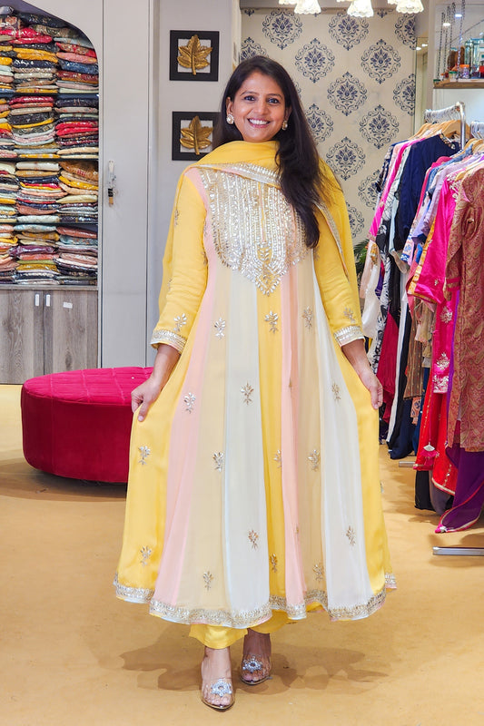 Basant ~ Yellow Multi Gota Patti Anarkali Suit