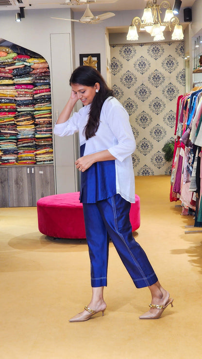 Ink Blue and White Patterned Co Ord