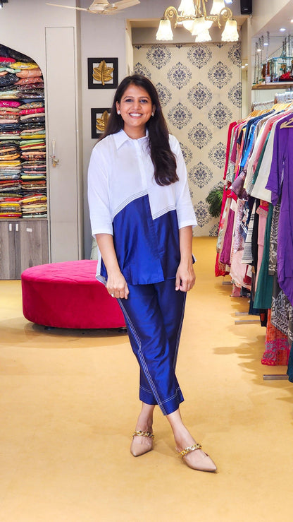 Ink Blue and White Patterned Co Ord