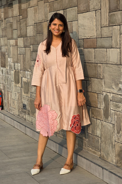 Beige Flower Applique Tunic