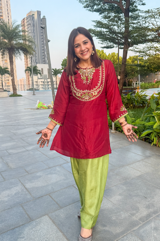 Maroon Farsi Pants and Kurta Set