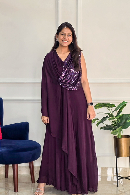 Wine Twilight Shimmer Gown