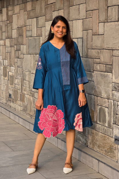 Teal Flower Applique Tunic