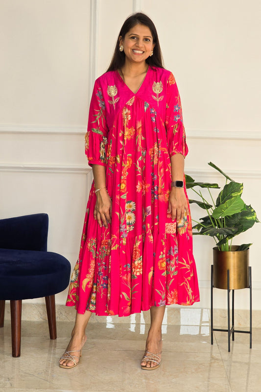 Pink Floral Charm Dress