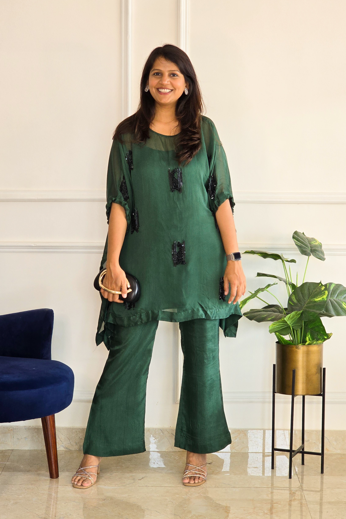 Green Indo Set with Black Embelllishments