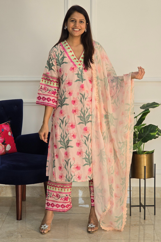 Peach Garden Luxe Cotton Kurta and Pants Set