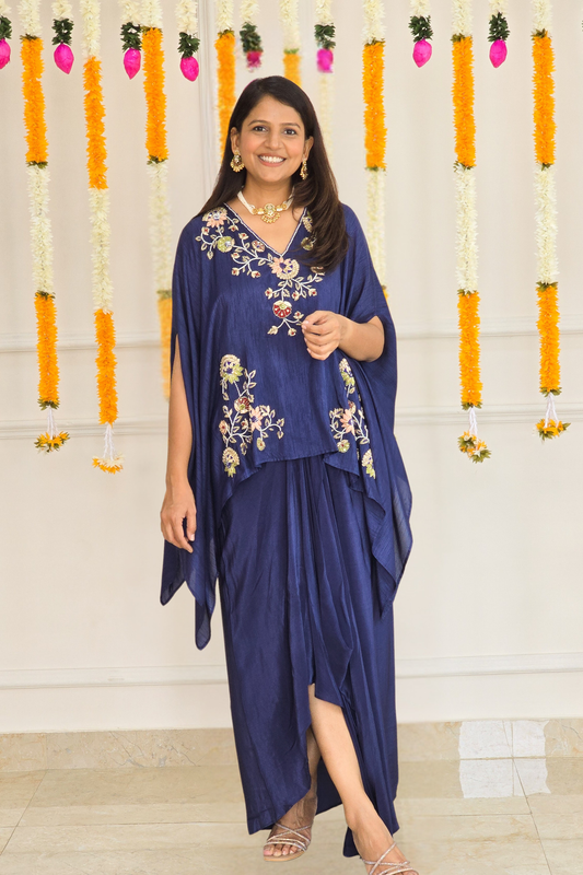 Blue Gulmohar Cape Set