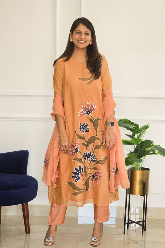 Cinnamon Mul Chanderi Suit Set