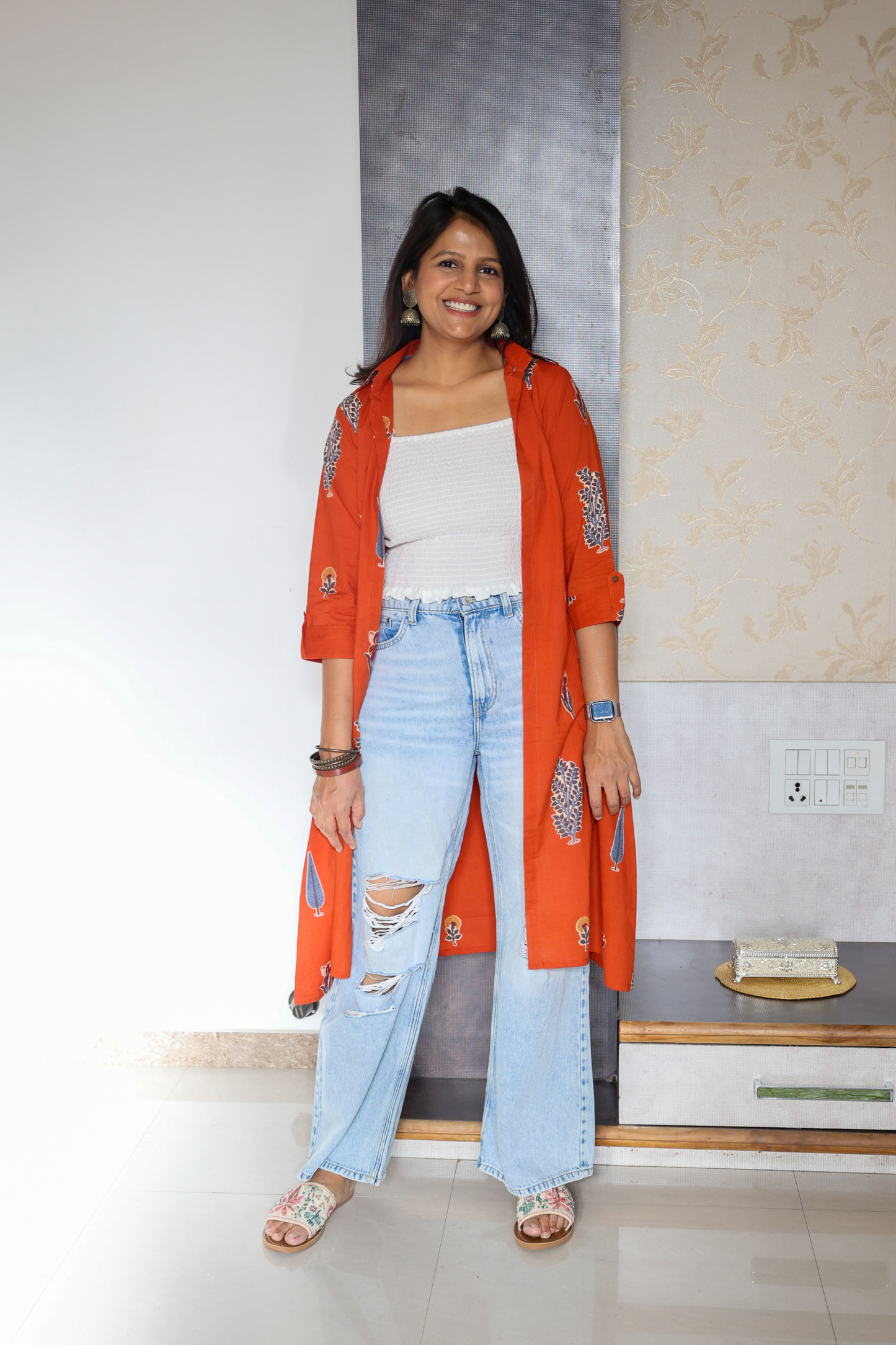 Orange Shrug with Smocked Top