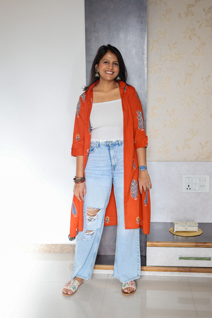Orange Shrug with Smocked Top