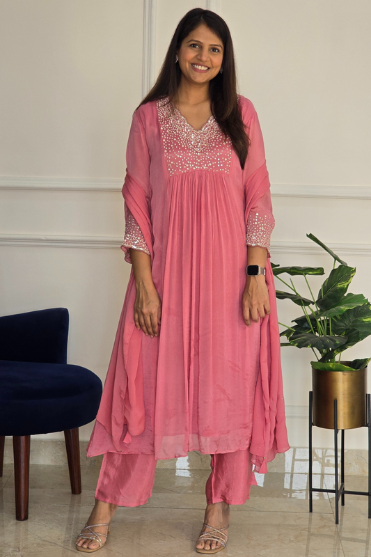 Pink Heer Flare Suit Set