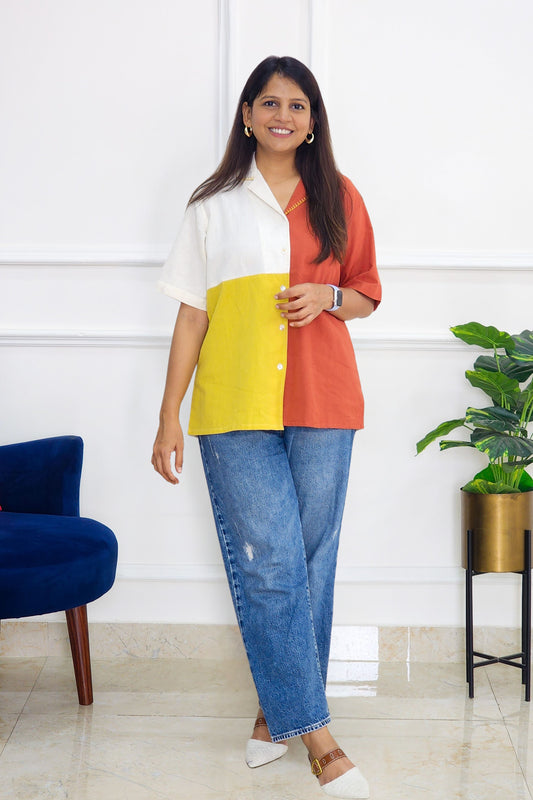 Color Blocked Shirt - Orange