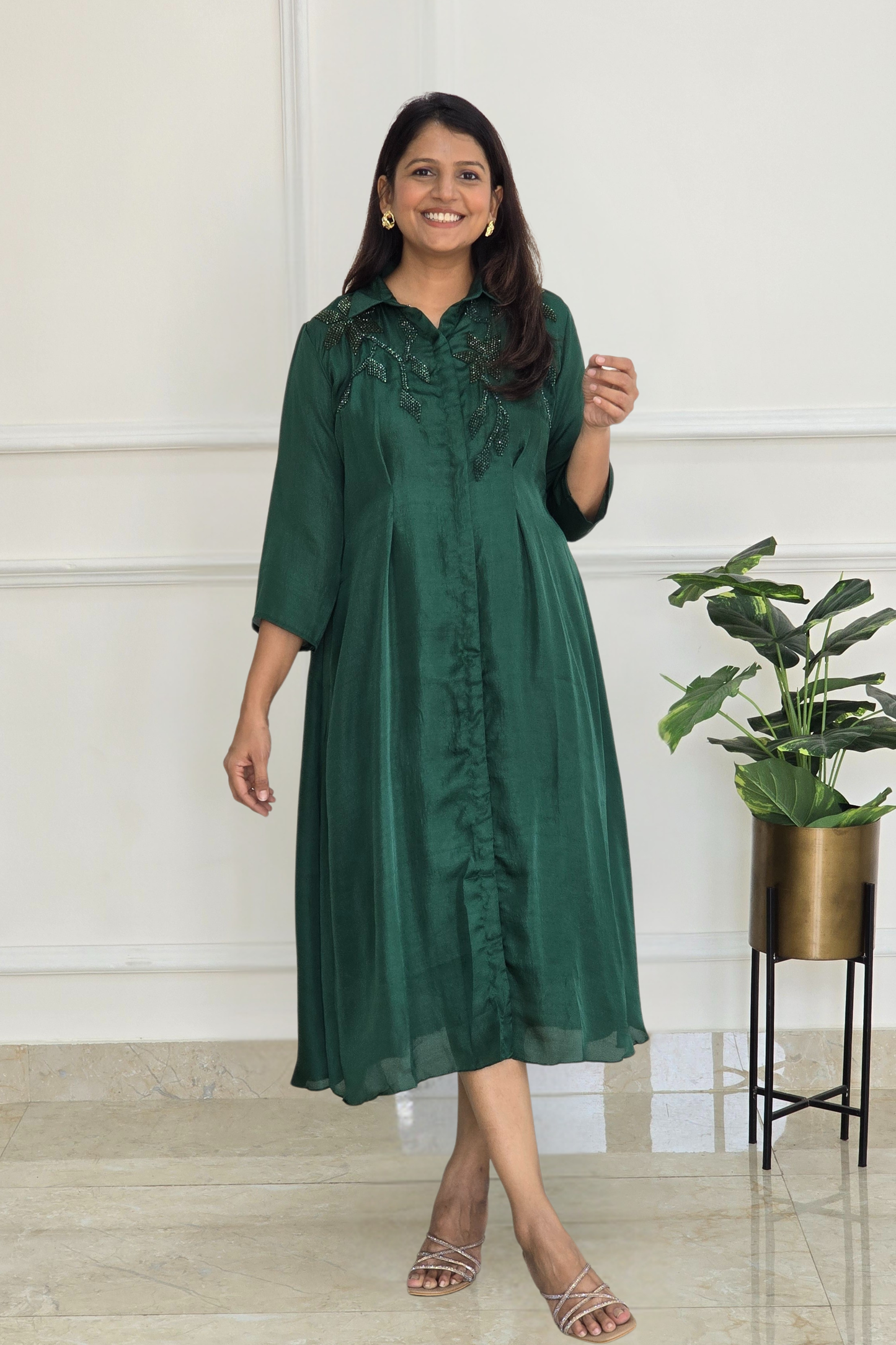 Bottle Green Crystal Tunic