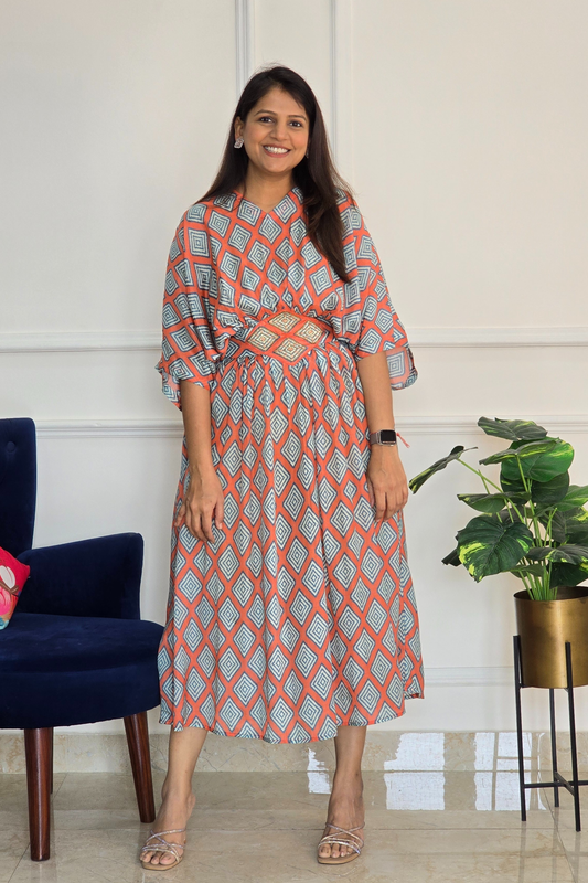 Orange Geometric Kaftan