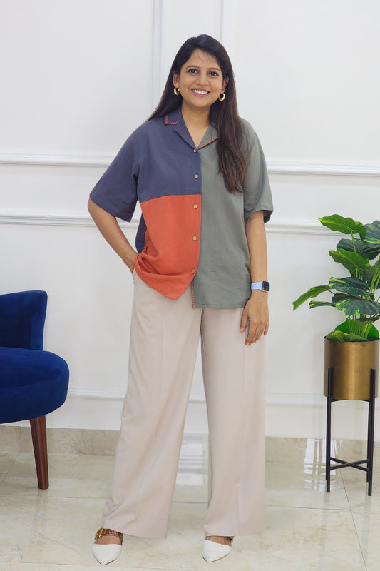 Color Blocked Shirt - Grey