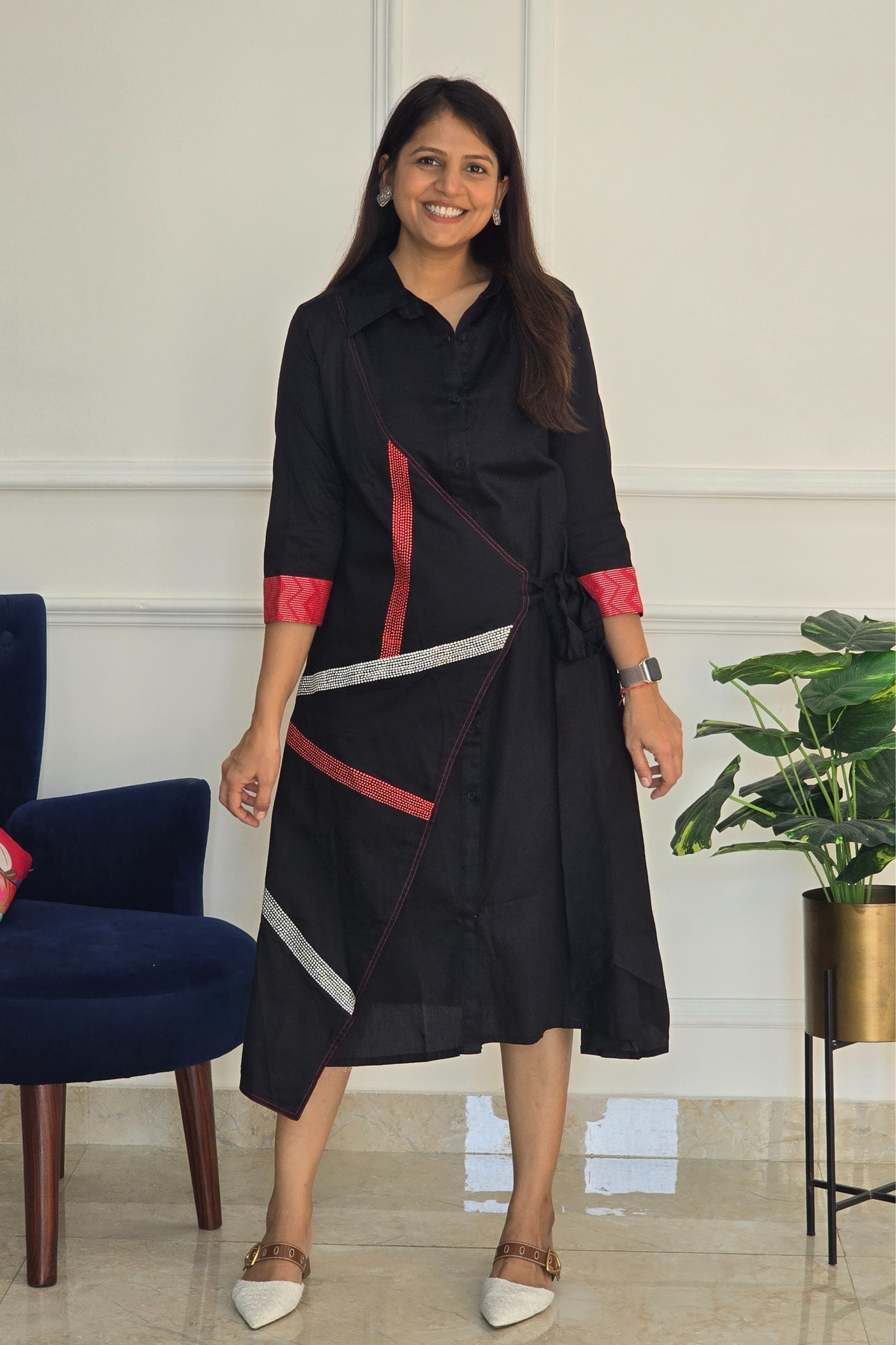 Black Dress With Overlap Tye