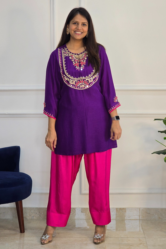 Purple Farshi Pants and Kurta Set